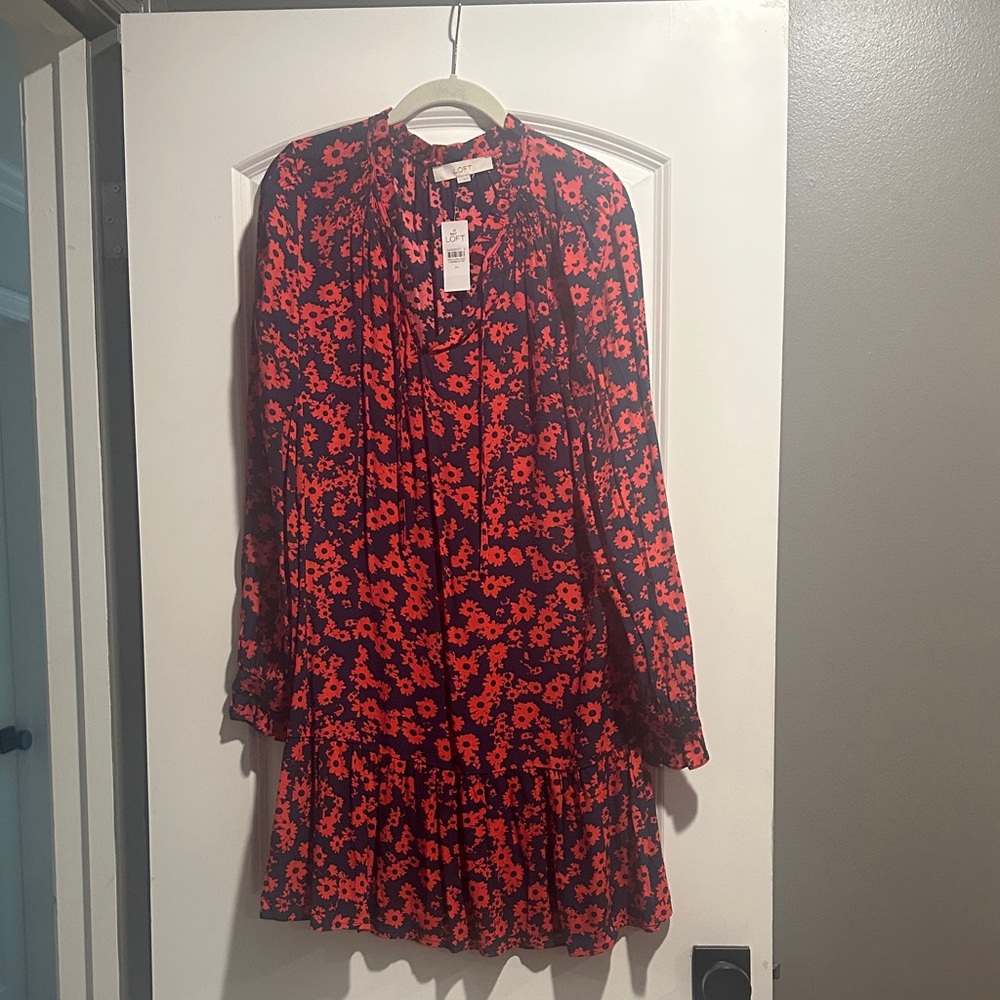 Red and NavyFloral Dress